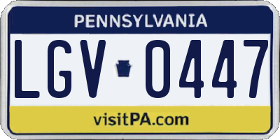 PA license plate LGV0447