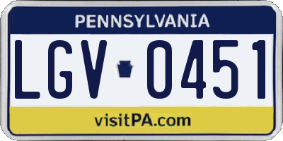 PA license plate LGV0451