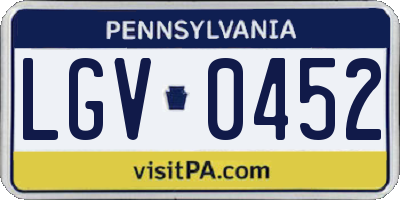 PA license plate LGV0452