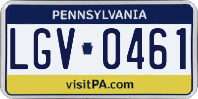 PA license plate LGV0461