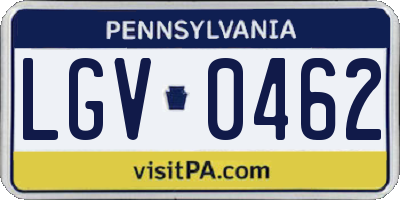 PA license plate LGV0462