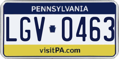 PA license plate LGV0463