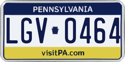 PA license plate LGV0464