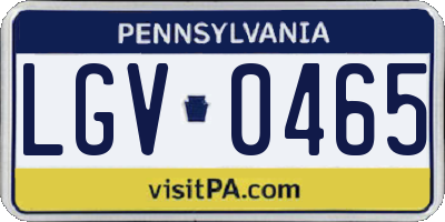 PA license plate LGV0465