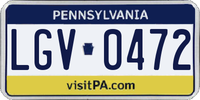 PA license plate LGV0472
