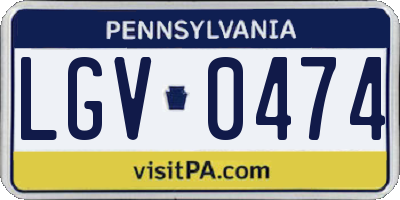 PA license plate LGV0474