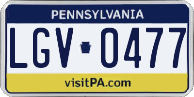 PA license plate LGV0477
