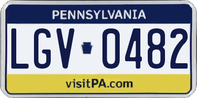 PA license plate LGV0482