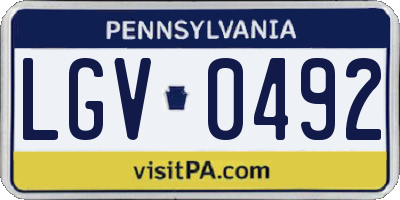 PA license plate LGV0492