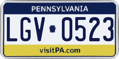 PA license plate LGV0523