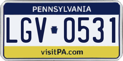 PA license plate LGV0531