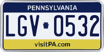 PA license plate LGV0532