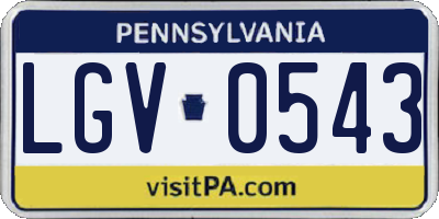 PA license plate LGV0543