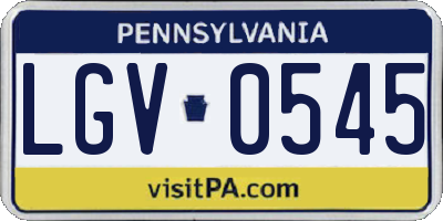 PA license plate LGV0545