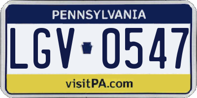 PA license plate LGV0547