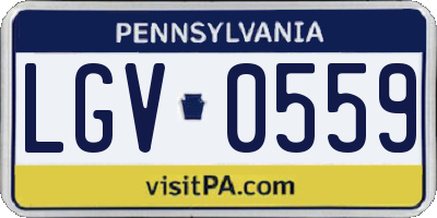 PA license plate LGV0559