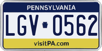 PA license plate LGV0562