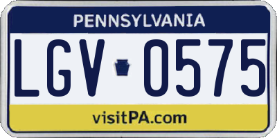 PA license plate LGV0575