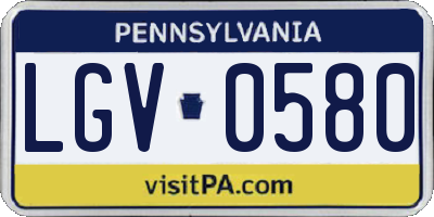 PA license plate LGV0580