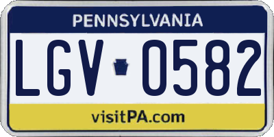 PA license plate LGV0582