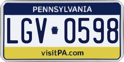 PA license plate LGV0598