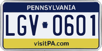 PA license plate LGV0601