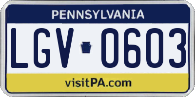 PA license plate LGV0603