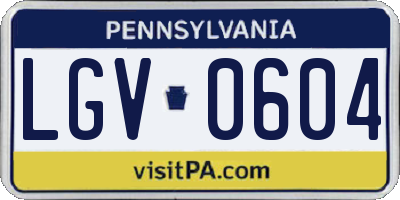 PA license plate LGV0604