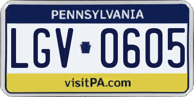 PA license plate LGV0605