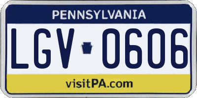 PA license plate LGV0606