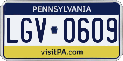 PA license plate LGV0609