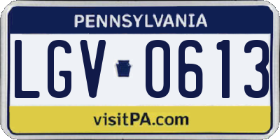 PA license plate LGV0613