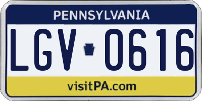 PA license plate LGV0616