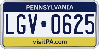 PA license plate LGV0625