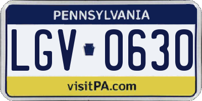 PA license plate LGV0630