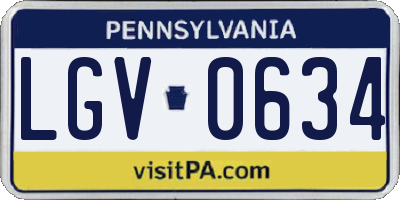 PA license plate LGV0634
