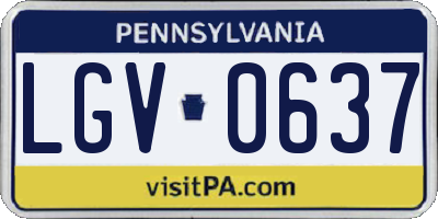 PA license plate LGV0637