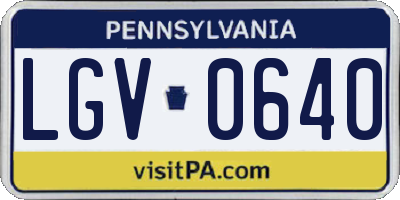 PA license plate LGV0640