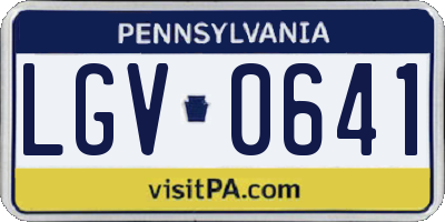 PA license plate LGV0641