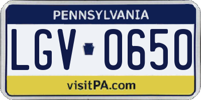 PA license plate LGV0650