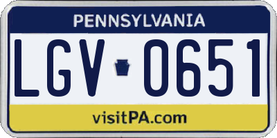 PA license plate LGV0651
