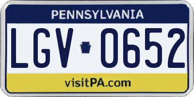 PA license plate LGV0652
