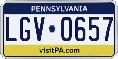 PA license plate LGV0657