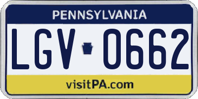 PA license plate LGV0662