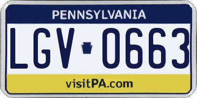 PA license plate LGV0663