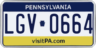 PA license plate LGV0664