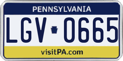 PA license plate LGV0665