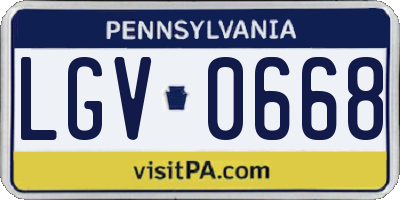 PA license plate LGV0668
