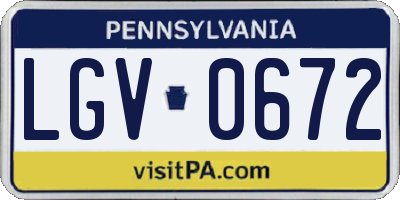 PA license plate LGV0672
