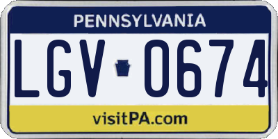 PA license plate LGV0674